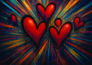 Radiant Hearts Graffiti Art