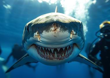 Great White Shark Underwater Close-Up