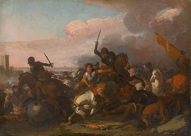 Cavalry Battle Scene Painting