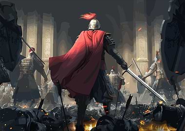 Epic Warrior in Battlefield Aftermath