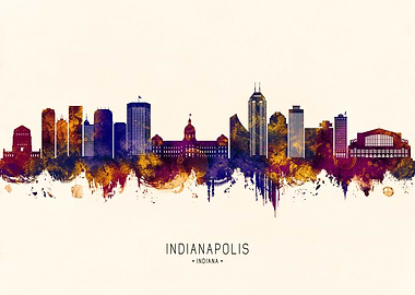 Indianapolis Skyline Watercolor