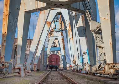 Industrial Cranes and Train Car