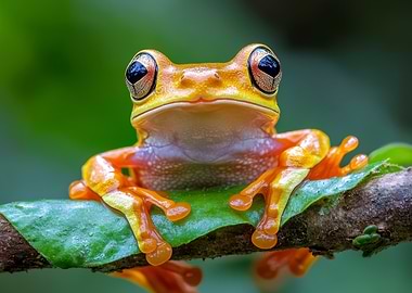 Orange Frog on Branch