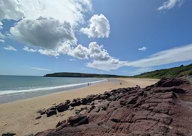 Coastal Beach Landscape with Rocks