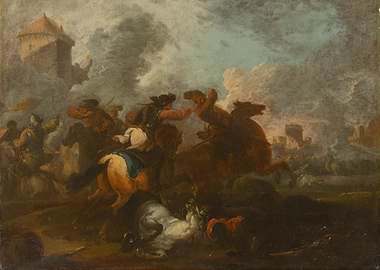 Cavalry Battle Scene Painting