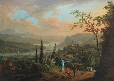 Italian Landscape Painting with Figures