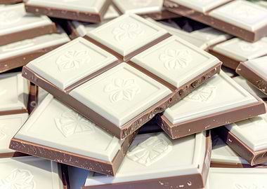 White and Milk Chocolate Squares with Floral Design