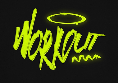 Workout Neon Graphic on Black Background