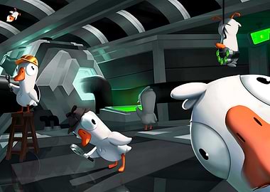 Cartoon Ducks in a Laboratory Setting