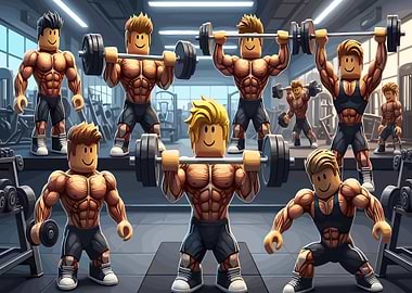 Roblox Characters Lifting Weights in Gym