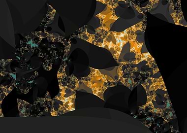 Abstract Fractal Art in Black and Gold