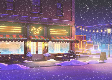 Winter Lo-Fi Cafe Scene