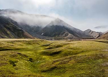 Icelandic Highlands Landscape with Fog