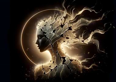 Abstract Woman with Cracked Texture