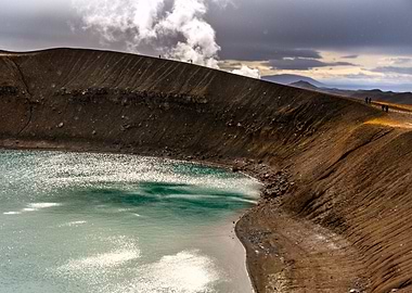 Volcanic Crater Lake Landscape