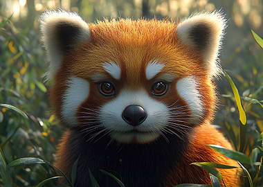 Red Panda Portrait in Greenery