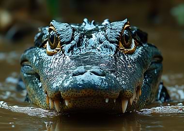 Alligator Close-Up in Murky Water