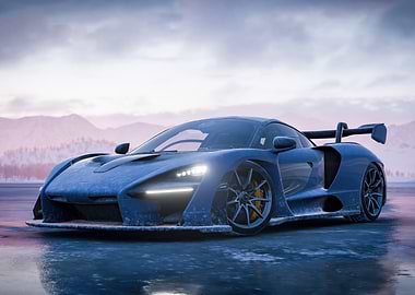 Blue McLaren Senna on Frozen Lake