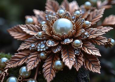 Pearl and Diamond Floral Brooch