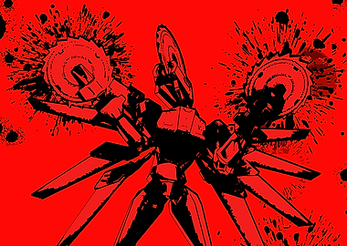 Red and Black Robot Illustration