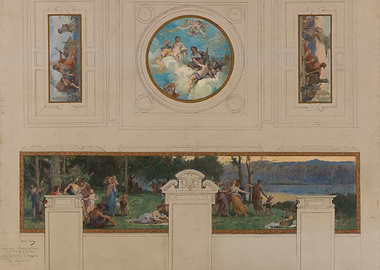 Mural Design with Figures and Landscape