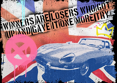 British Car with Motivational Text Art Jaguar