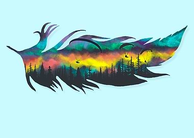 Feather with Paragliding Scene