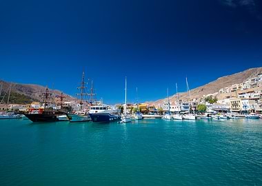 Picturesque Harbor with Boats and Buildings, Kalymnos