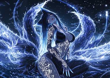 Nine-Tailed Fox Girl Digital Art