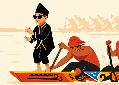 Pacu Jalur: Dragon Boat Race Illustration