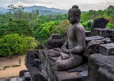 Stone Buddha Statue in Meditative Pose