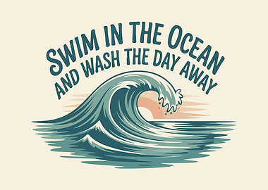 Ocean Wave Illustration with Text