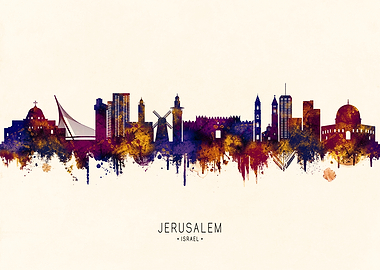 Jerusalem Skyline Watercolor