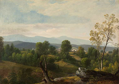 Idyllic Mountain Valley Landscape Painting