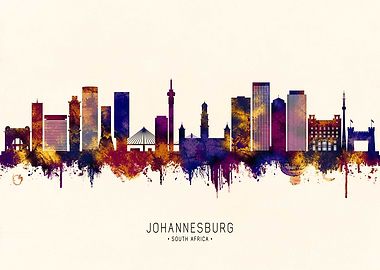 Johannesburg Skyline Watercolor