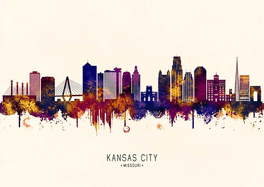 Kansas City Skyline Watercolor