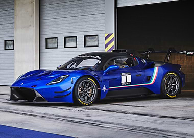 Blue Maserati Racing Car