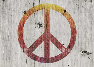 Wood gray peace symbol colorful grunge