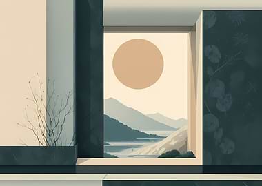 Minimalist Landscape with Geometric Elements