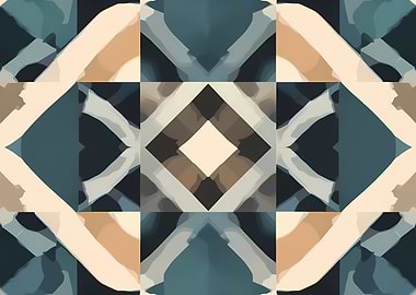 Abstract Geometric Pattern in Blues and Beige