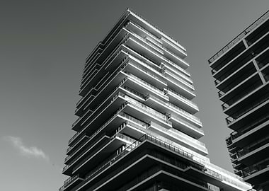 Modern High-Rise Buildings in Black and White