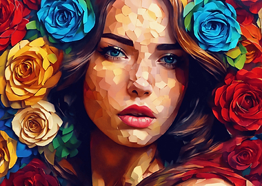 Floral Portrait of a Woman