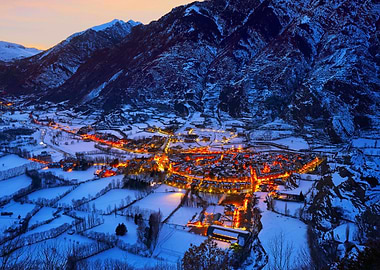 spanish village benasque town winter