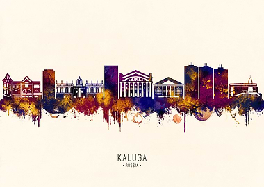 Kaluga, Russia Skyline Watercolor
