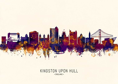 Kingston Upon Hull Skyline Watercolor