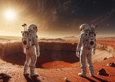 Astronauts playing golf on Mars