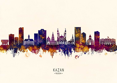Kazan, Russia Skyline Watercolor