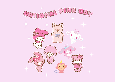 National Pink Day with Cute Characters