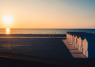 Beach Huts at Sunset