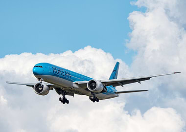 Boeing 777-300 ER Korean Air Plane in Flight